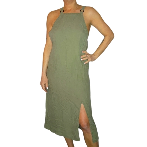 RVCA Midi Slit Tank Dress Green Small - Picture 1 of 6